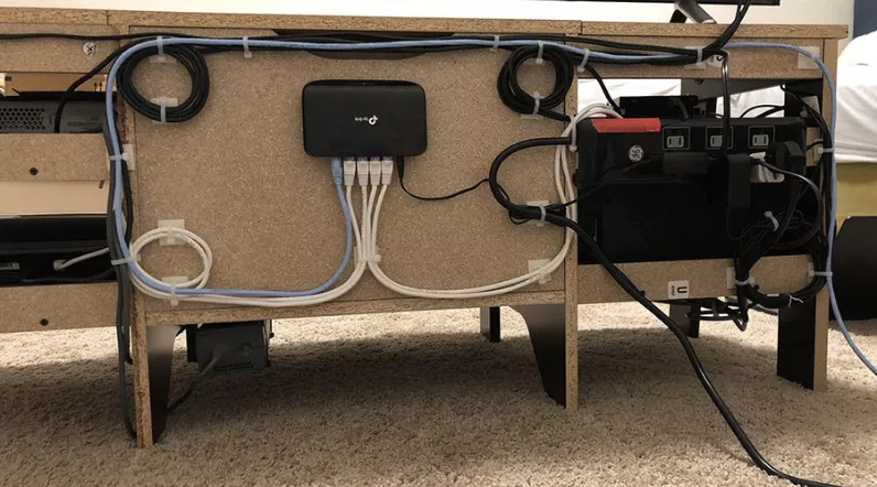 Hide cables behind furniture.