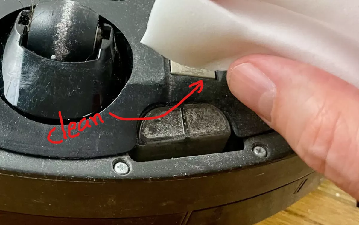 cleaning the roomba docking sensor