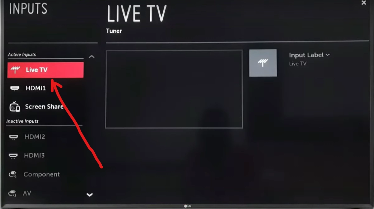 now select live tv option