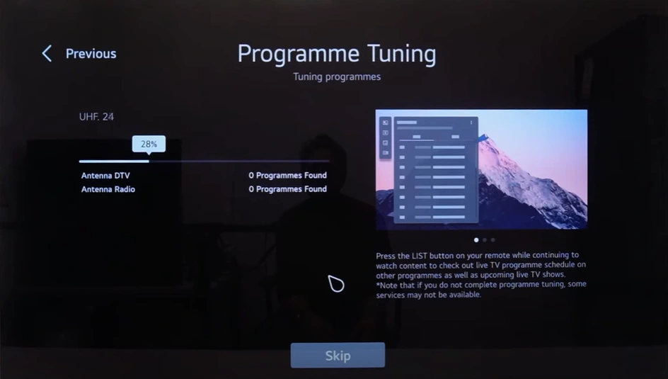 performing lg tv auto tuning feature