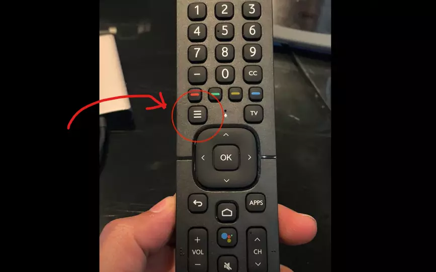 pressing the menue button on the remote control