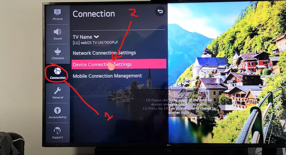Navigate to Connection and then Device Connection Settings