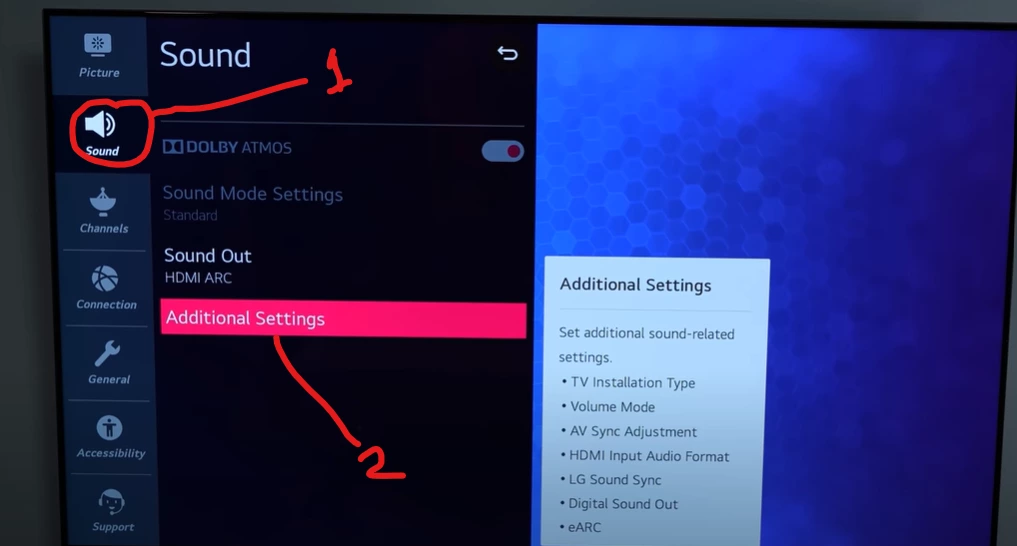 go to lg tv's sound settings