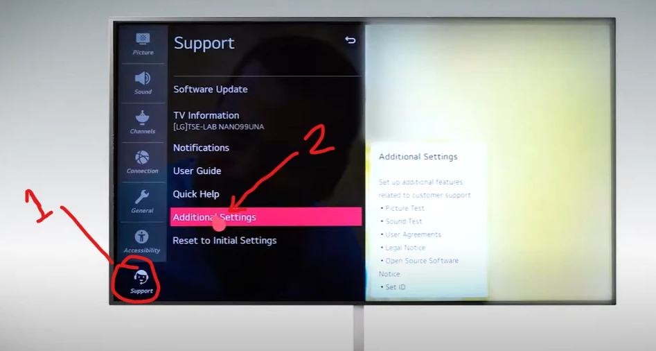 accessing lg tv's sound test feature