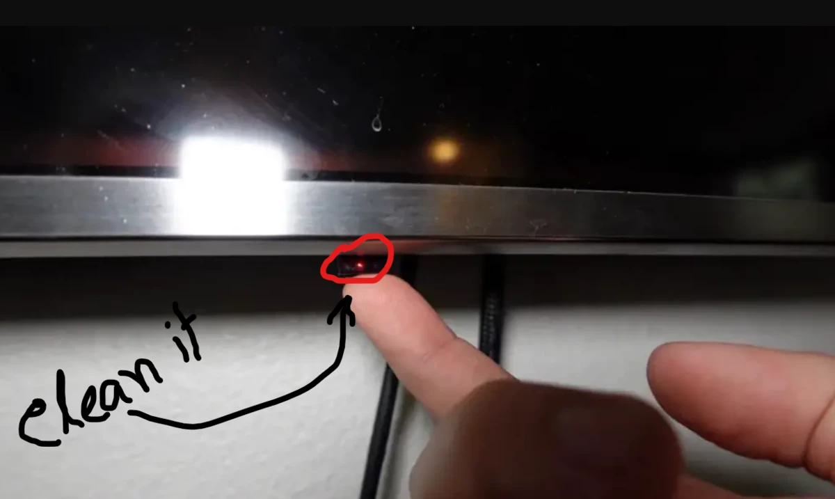 cleaning a tv's power button