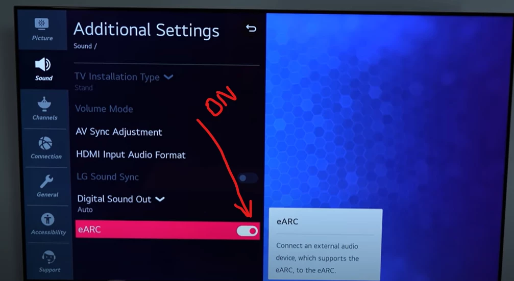 reset the LG TV's hdmi earc feature
