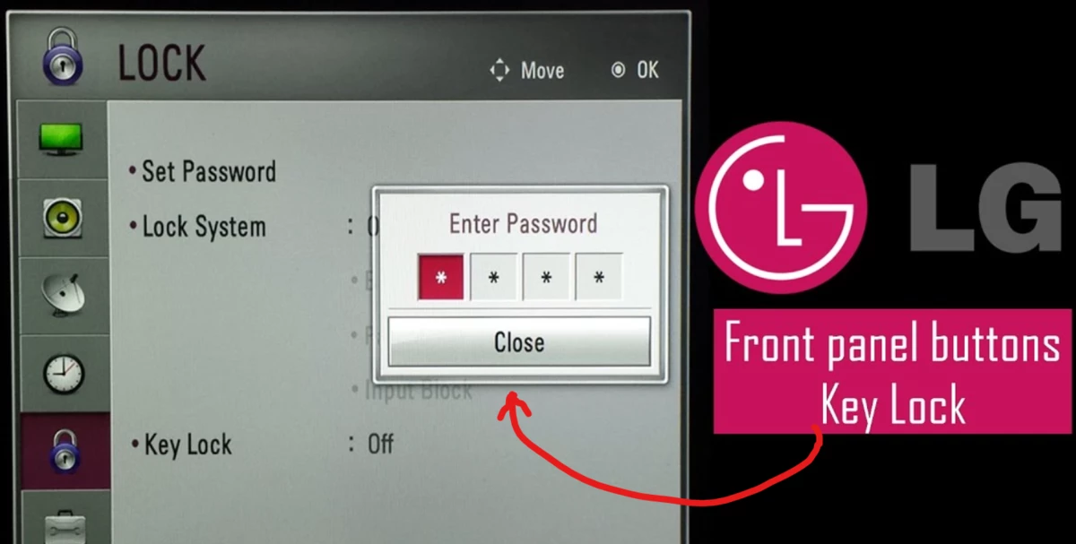 unlocking lg tv touch buttons from settings